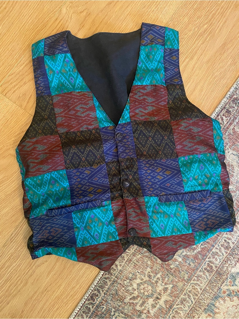 Vintage Patchwork Tapestry Vest 90s Y2K Boho Southwestern Unisex OOAK